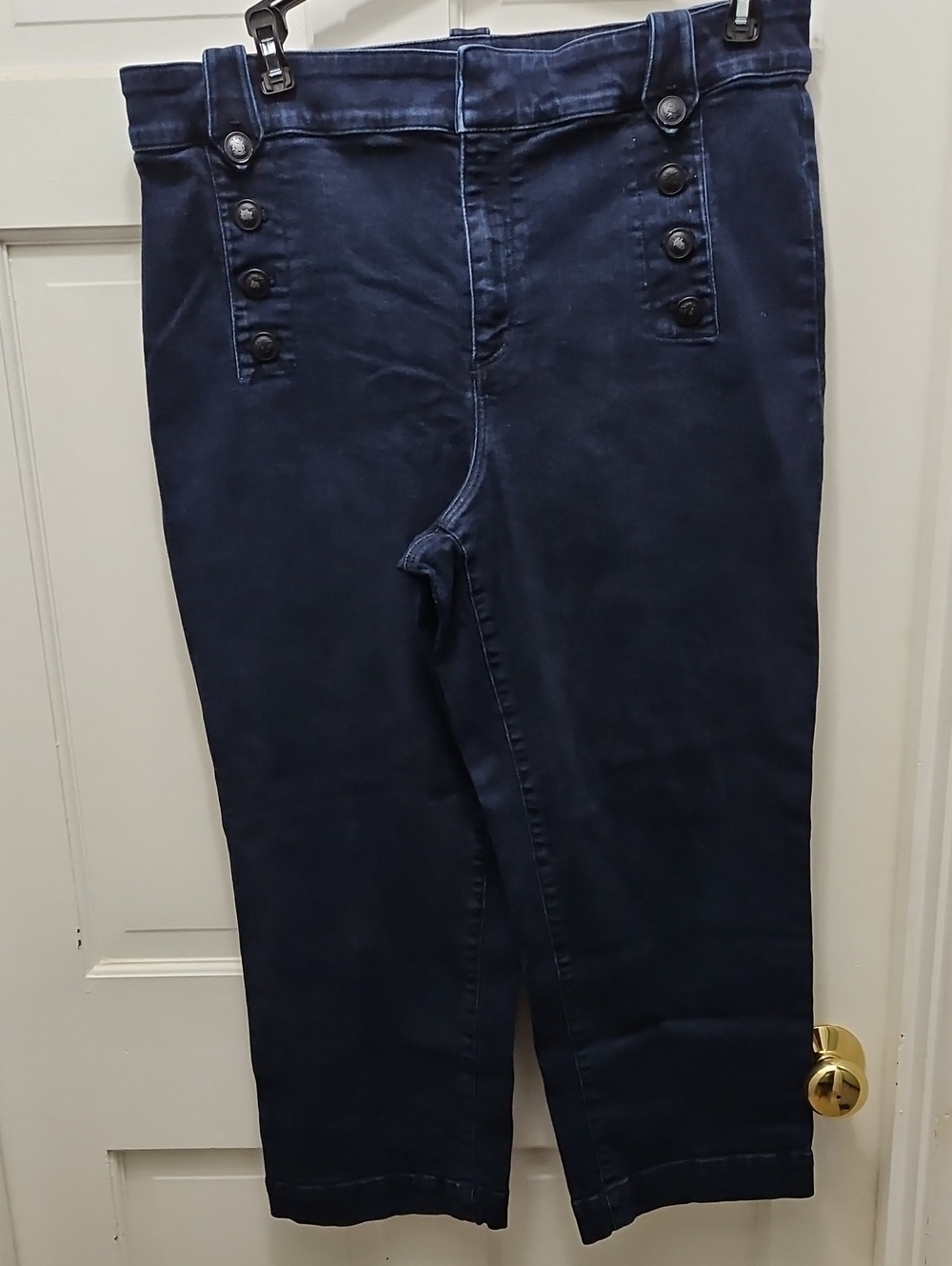 Talbots Dark Wash High-Waist Sailor Jeans Womens 18 Cropped Stretch